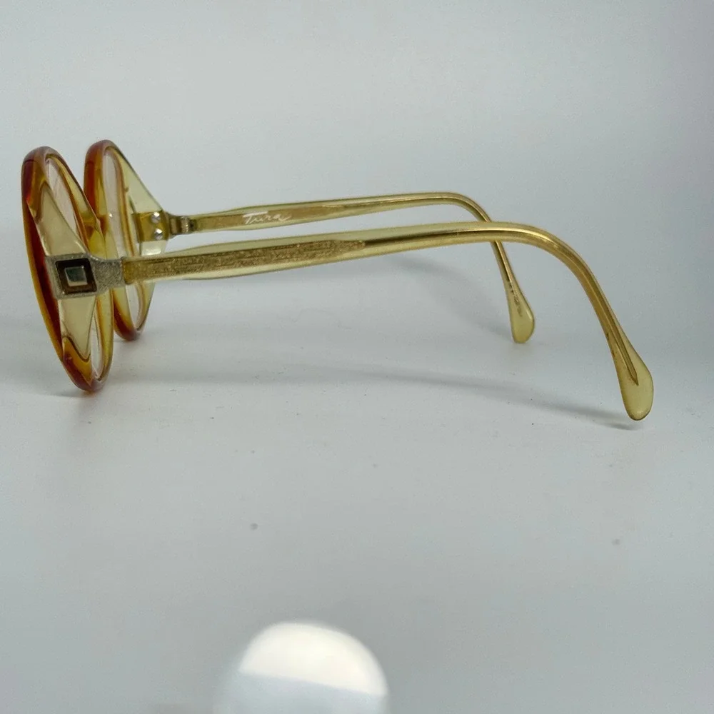 Tura Vintage Eyeglasses Frames Yellow Gold Glitter‎ Mod TL 336 T Round 22101
